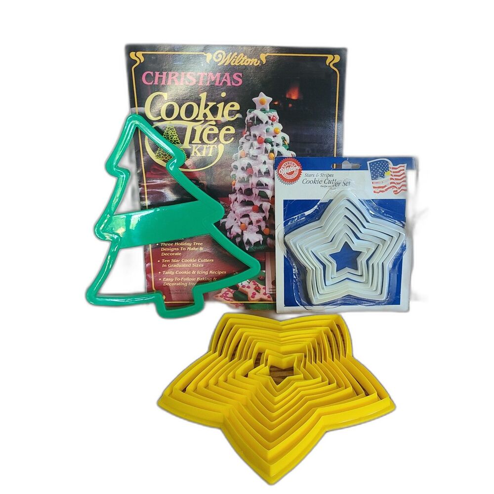 Vintage Wilton Christmas Cookie Cutter Bundle - Wilton Stars, Christmas Tree